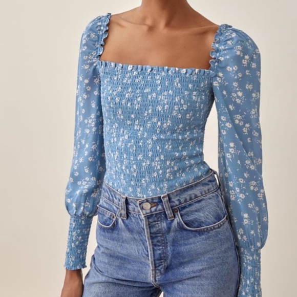 Reformation Tops - Reformation Floral Print Square neckline blouse NWT